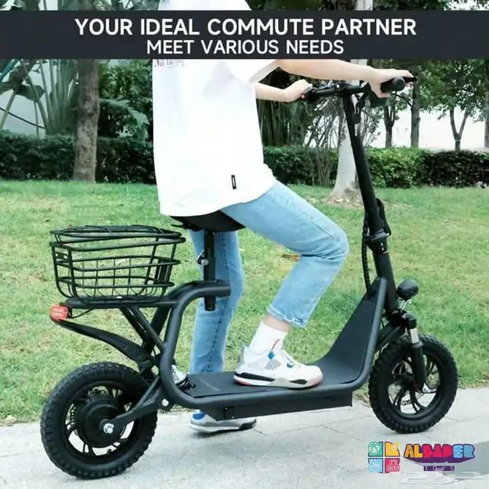 سكوتر كهربائي بتصميم مع سلة خلفية بقوة 500 واط - سكوتر 1