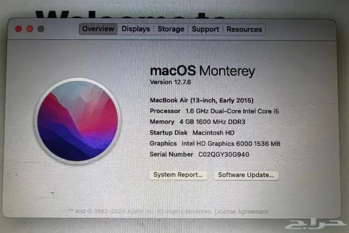 للبيع لابتوب MacBook Air 4
