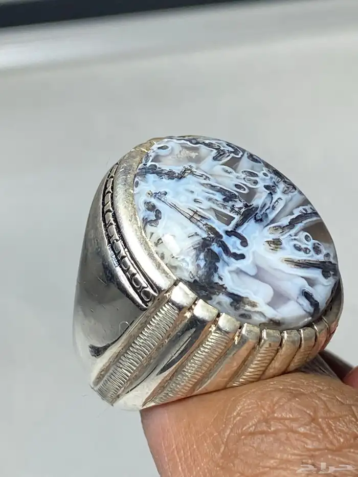 خاتم عقيق يماني مسماري صياغة بحرينية 0