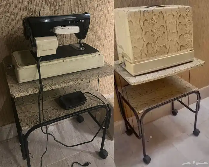 مكينة خياطة سنجر مع غطاها وطاولتها على السوم الرياض 0