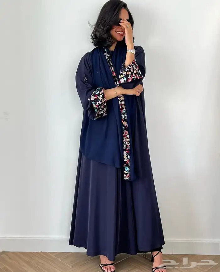 عباية دبل كلوش كحلي مع طرحه وبكج 0