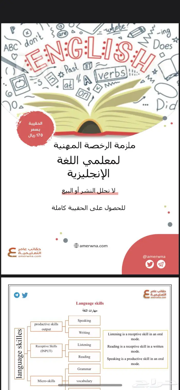 ملزمة الرخصة المهنية لغة انجليزية حقيبة عامر التعليمية 3