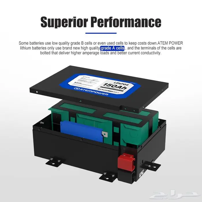 بطارية ليثيوم 150 أمبير شبه نحيفة - ATEM POWER 10
