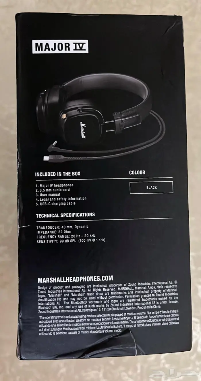 سماعة  Marshall Major IV اسود 4