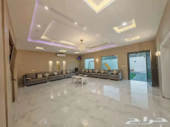 استراحة هابي نايت قسمين كبيره ومسبح كبير بسخان وملعب طايره 4