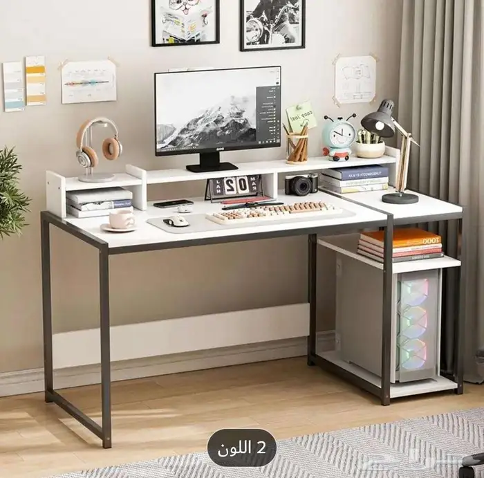 مكتب انيق العصري بالللون الابيض خشبي متين 4