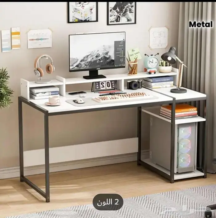 مكتب انيق العصري بالللون الابيض خشبي متين 0