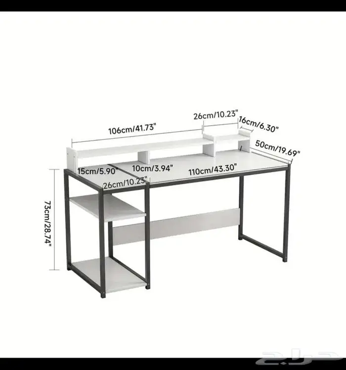 مكتب انيق العصري بالللون الابيض خشبي متين 2