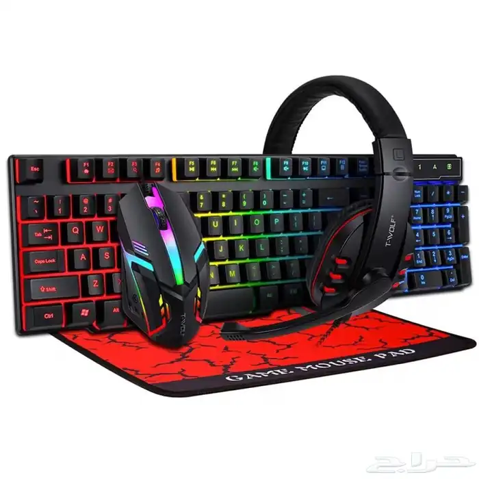 كيبورد وماوس وسماعة وماوس باد بإضاءة RGB 1