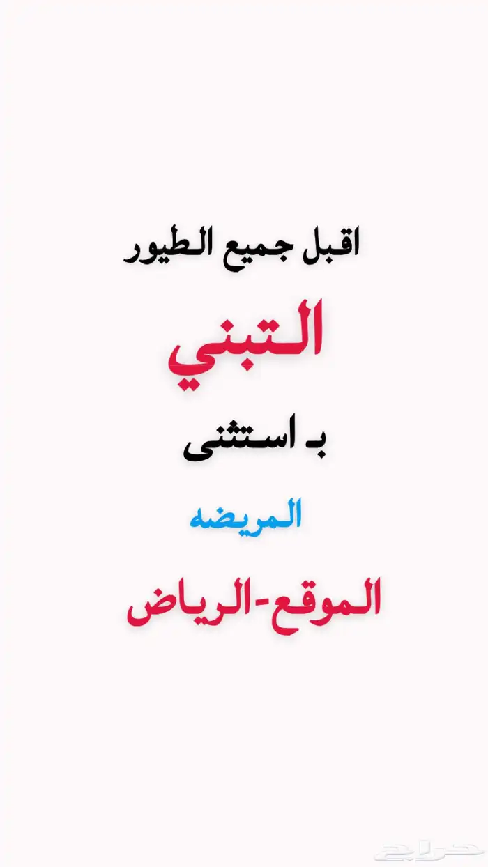 اقبل جميع الطيور التبني 0