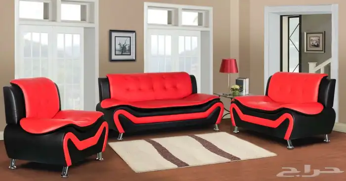 طقم كنب جلد صناعة صينية جاهزة 6 أشخاص لونين 5