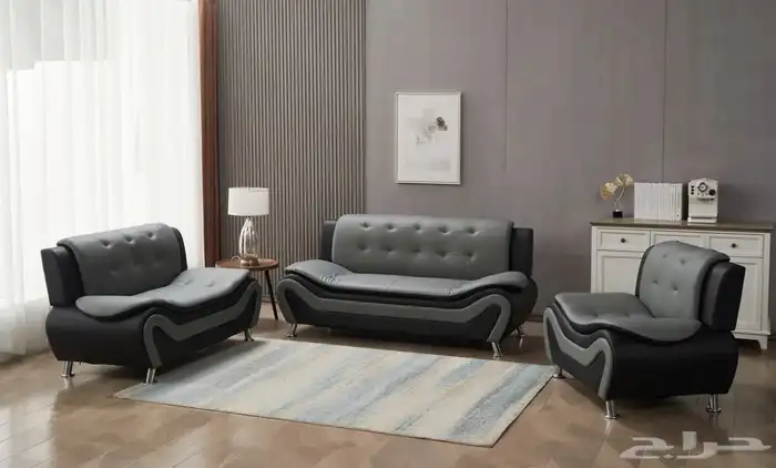 طقم كنب جلد صناعة صينية جاهزة 6 أشخاص لونين 0