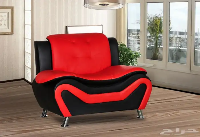 طقم كنب جلد صناعة صينية جاهزة 6 أشخاص لونين 8