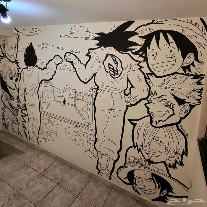رسم جدارية انمى على الحيط 0