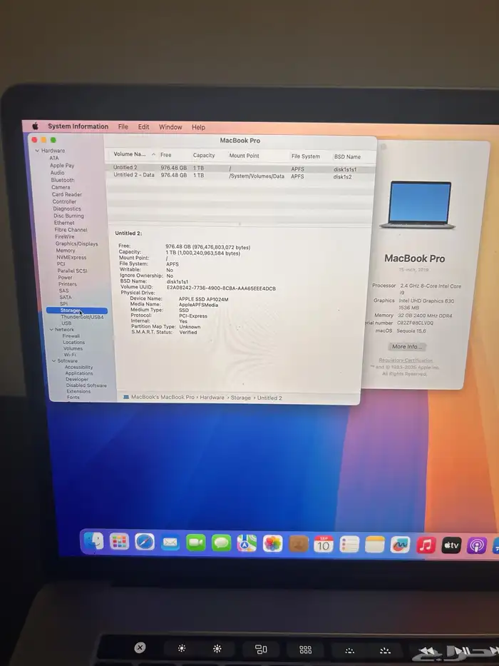 فرصة ماك بوك اكبر مساحة MACBOOK 2019 15 inch 32GB SALE 4