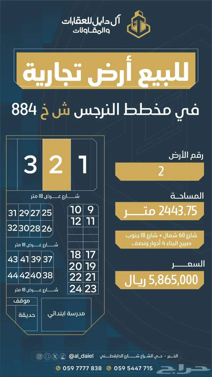 للبيع اراضي بمساحات مختلفه في جميع مخططات العزيزيه والخبر 40