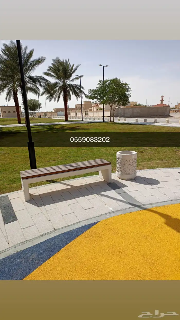 كراسي خرسانية احواض زراعة حاويات نفايات طاولات مصدات 37