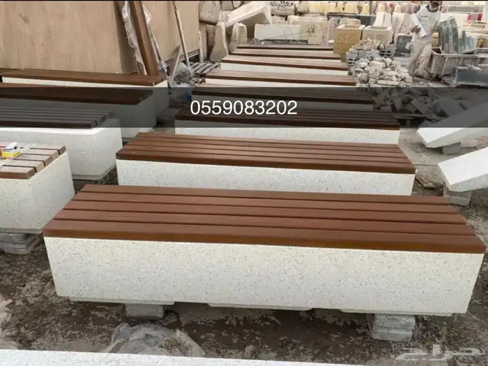 كراسي خرسانية احواض زراعة حاويات نفايات طاولات مصدات 20