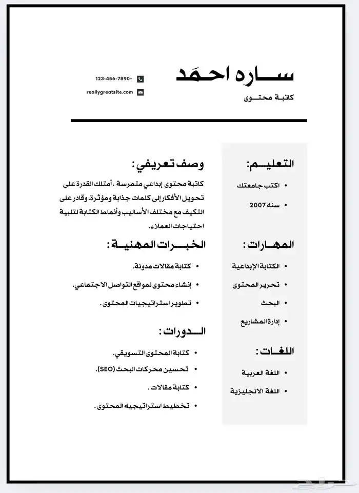 تصميم سيرة ذاتية (CV) احترافية ATS وتصميم ملف لنكد إن 3