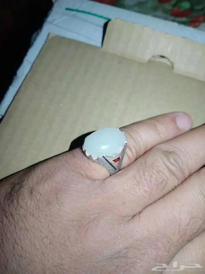 خاتم فضة بحجر الطاقة المضئ بالضوء الأزرق 8