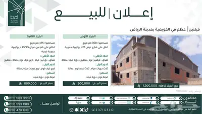 للبيع فيلتين في القويعية بمدينة الرياض 0