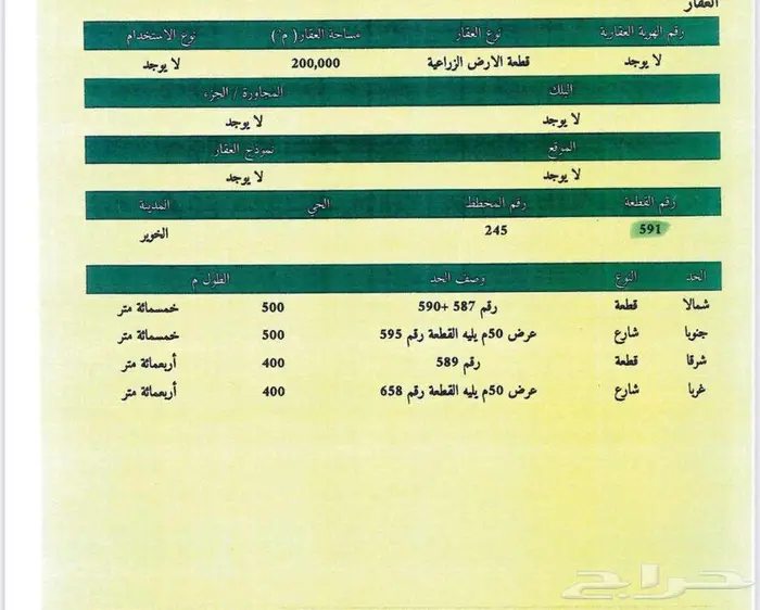 ارض زراعية للبيع حائل الخوير 0