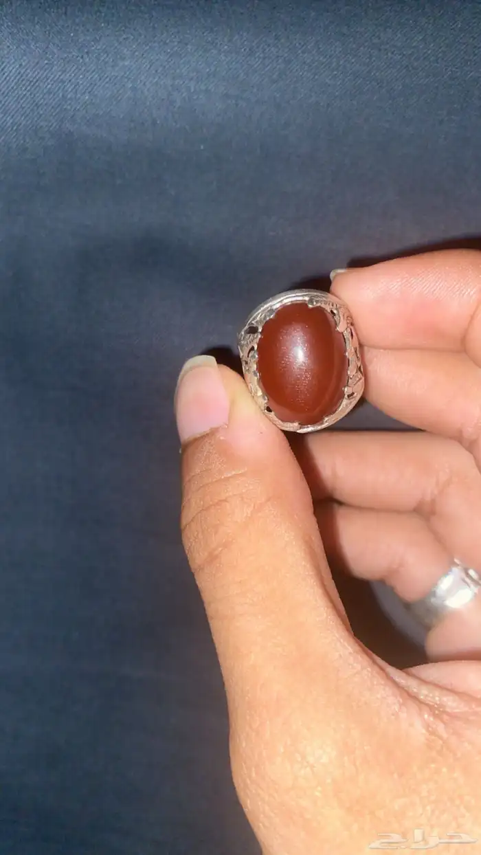 خاتم عقيق فضه عيار 925 اصلي 210 0