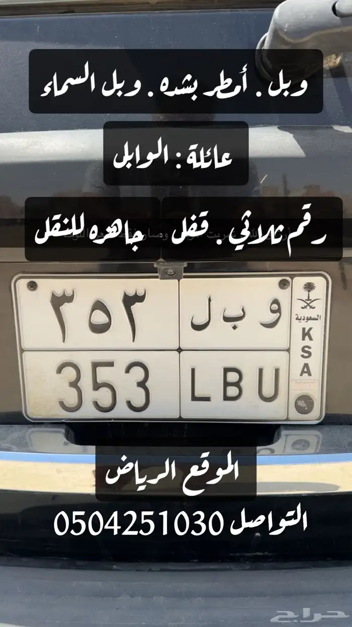 لوحه مميزه للبيع وبل 353 0