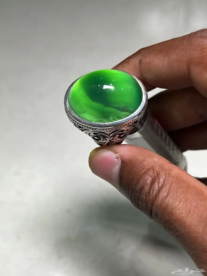 خاتم عقيق اخضر 8