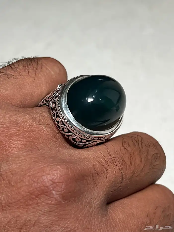 خاتم عقيق اخضر 6
