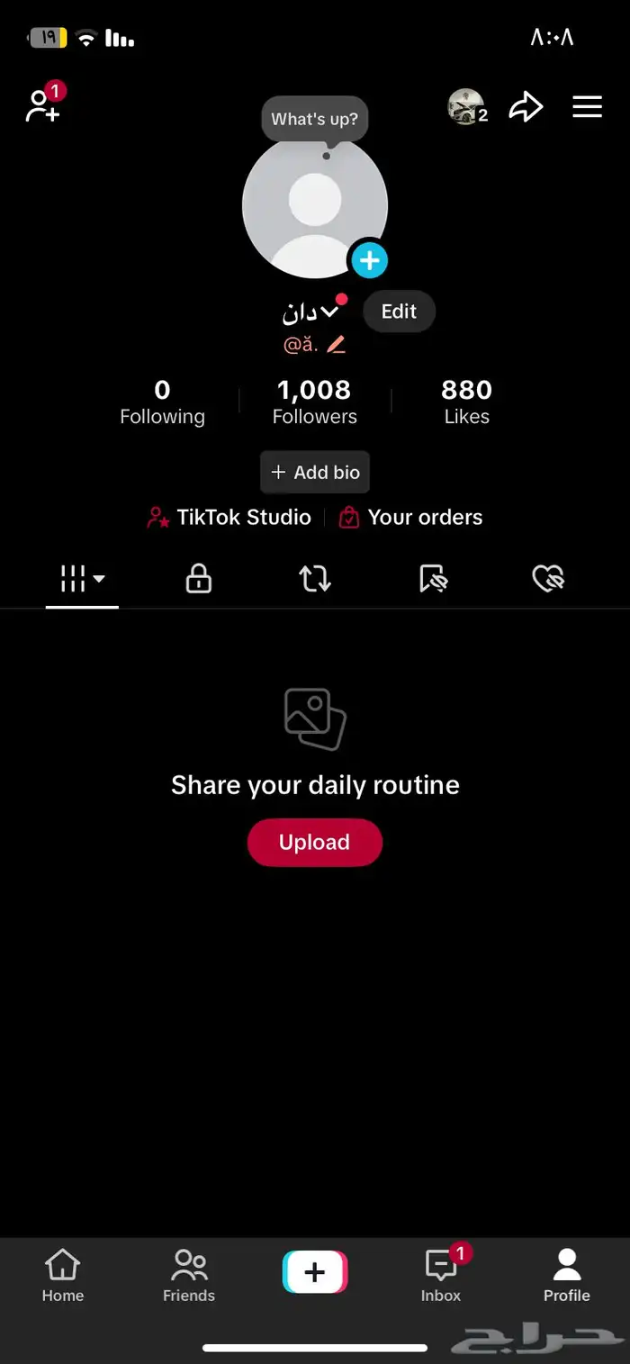 حساب تيك 1000 متابع ع السومم 0