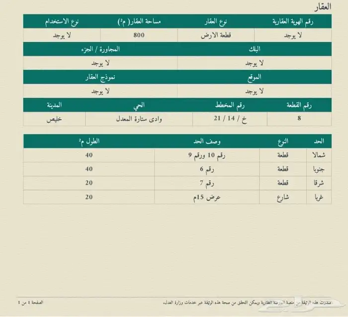 اراضي للبيع في وادي ستاره المساحة 800م 3