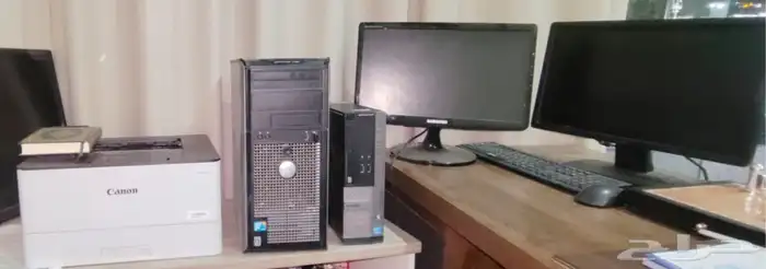 عدد 2 كمبيوتر مكتبي دل و طابعه كنون و شاشته سمسونق و دل 0