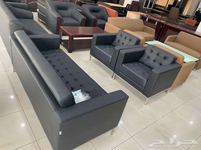 كنب مكتبي جديد جلد فخم وطني متوفر جاهز كل الوان وموديلات 1