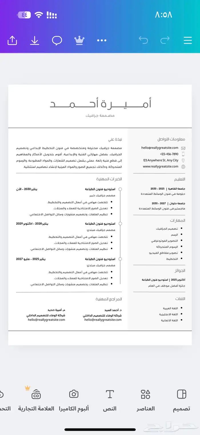 مصمم سيرة ذاتية CV احترافية موافقة لنظام ال ATS 3