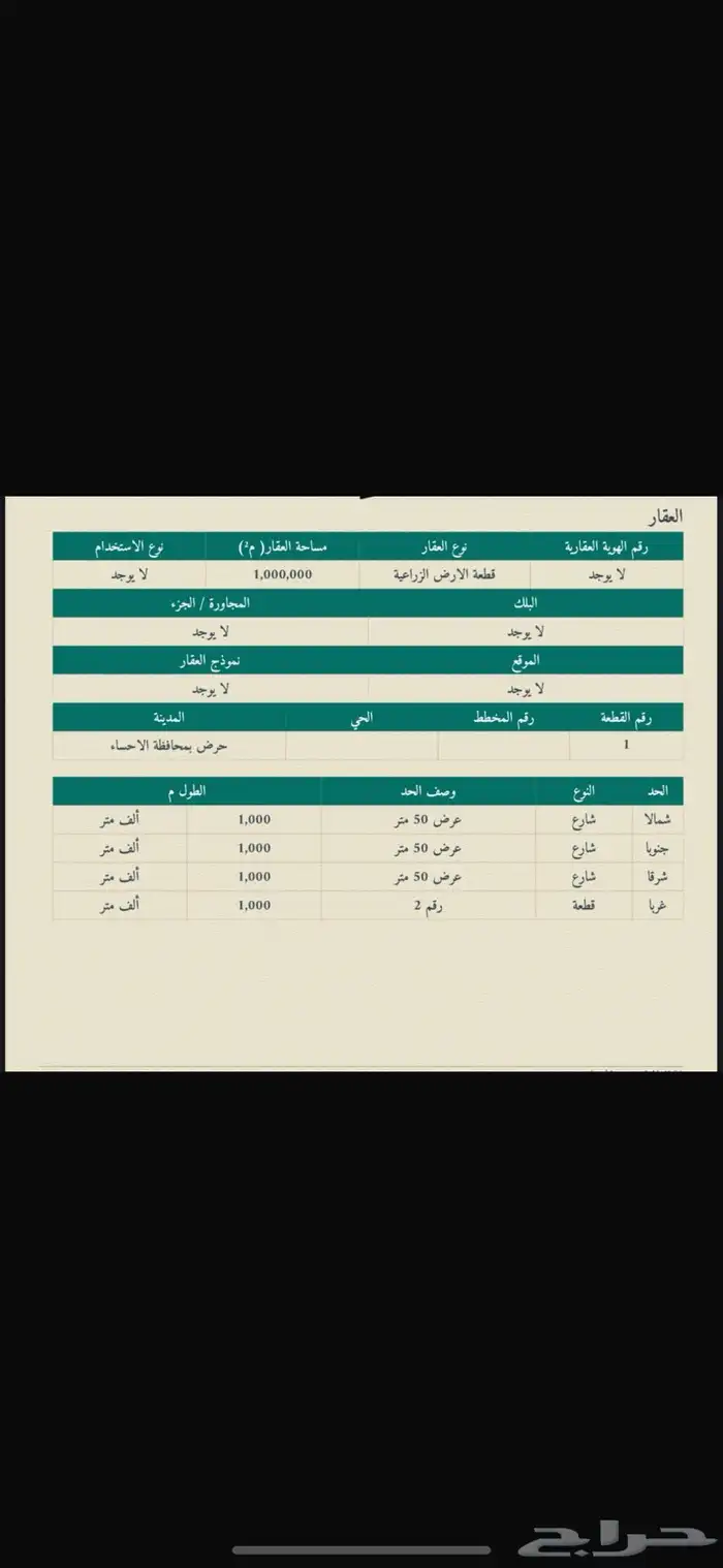 للاستثمار للبيع ارض زراعية في حرض على 3 شوارع 2