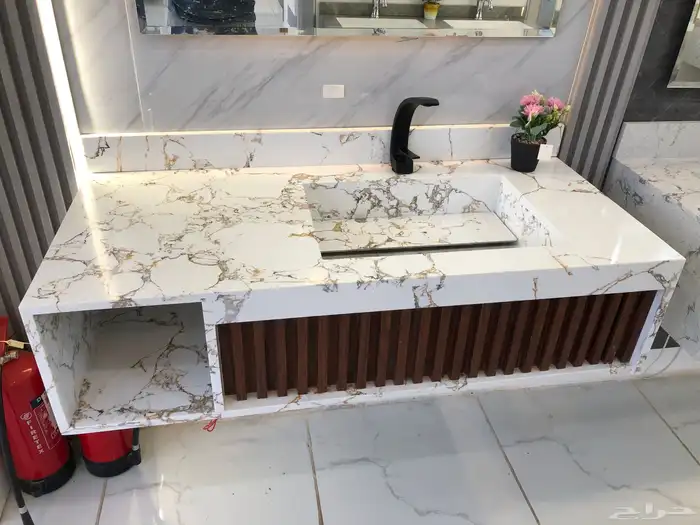 مغاسل رخام طبيعي وصناعة ومطبخ وطولات الانجاز 3ايم مع التركي 6