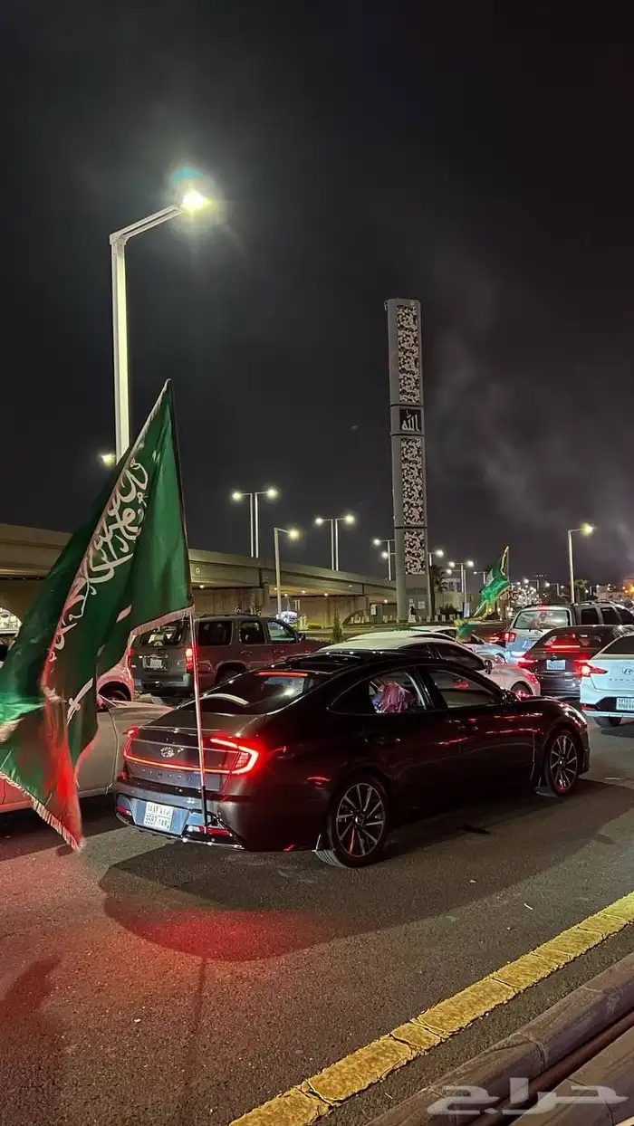 علم اليوم الوطني السعودي مع العمود والقاعدة للجيوب والجموس 0
