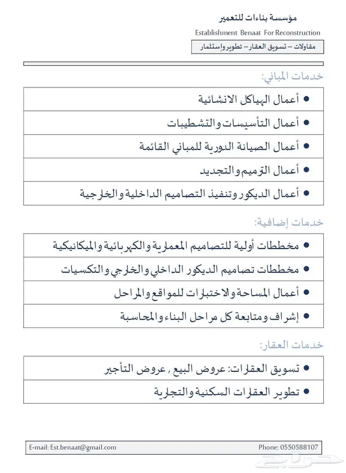 أعمال مقاولات وعقار 0