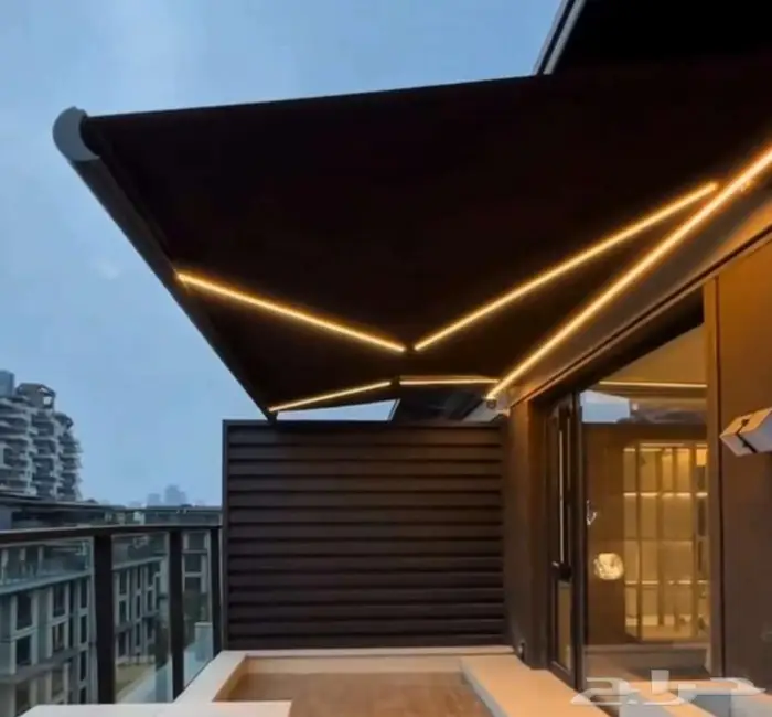 مظلة متحركة مع اضاءة LED - قماش اسباني ضمان 10 سنوات 0