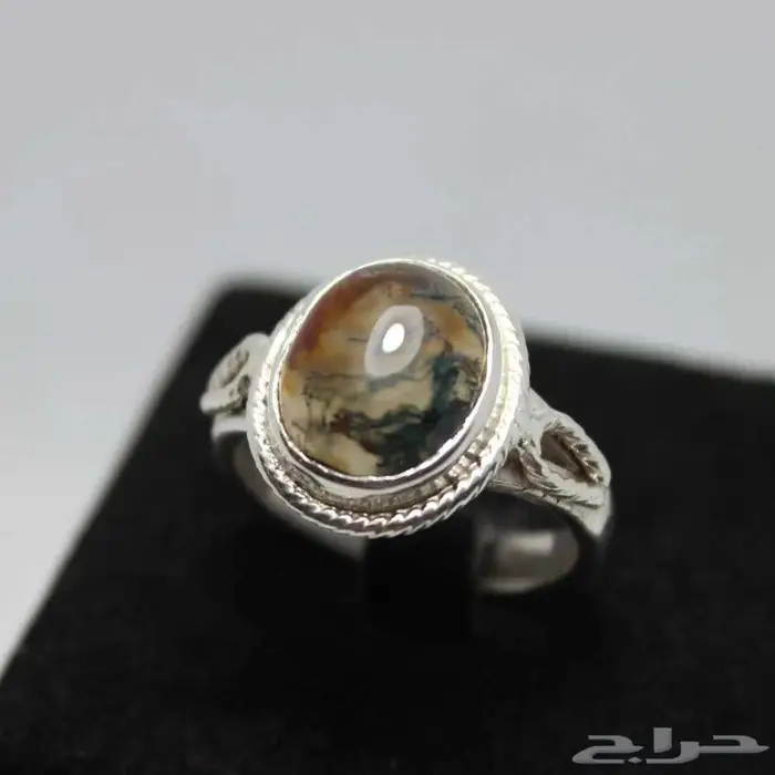 خاتم نسائي عقيق طحلبي 0