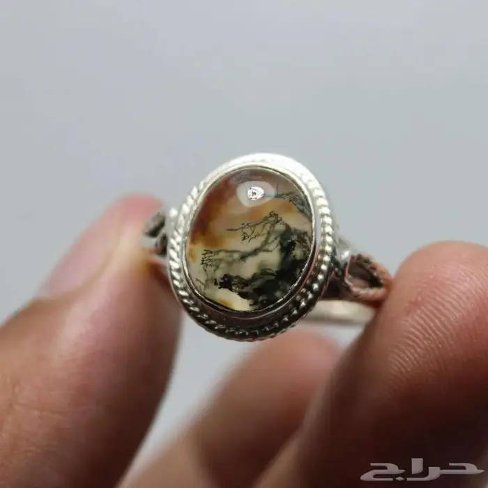 خاتم نسائي عقيق طحلبي 1