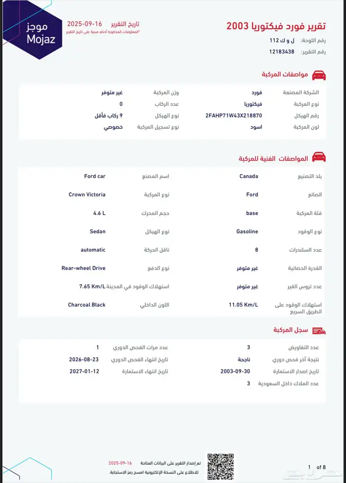 للبيع فورد كراون فكتوريا بوليسي 2003 ممشى قليل 55
