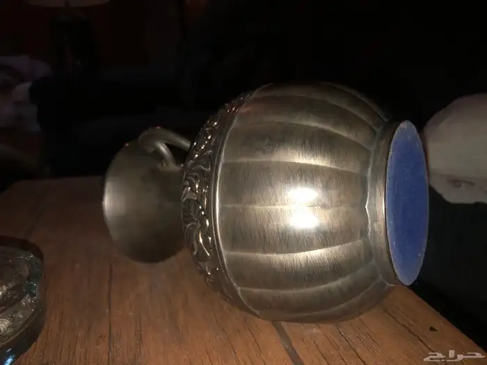 مزهرية فضي كلاسيكي من النحاس الاحمر المطلي مزخرف انتيك 2