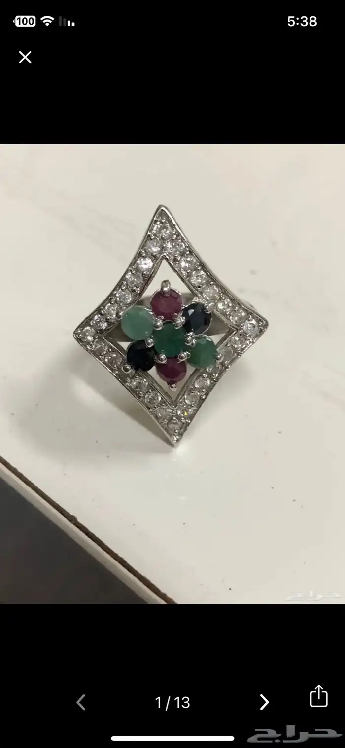 خواتم فضة واحجار كريمة اصلية طبيعية نسائية 1