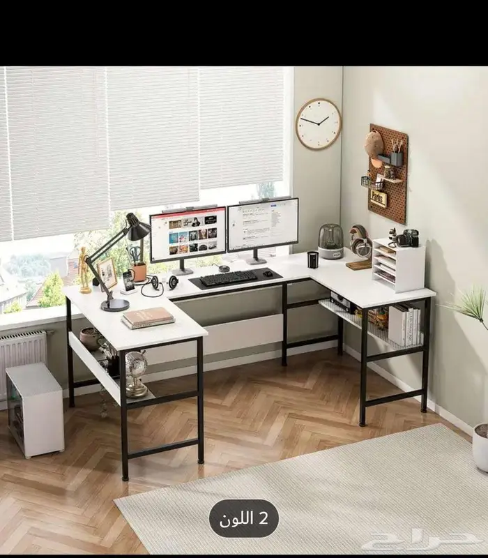 مكتبه طاولة مكتب كبير على حرف U مقاسات 180 100 75 7
