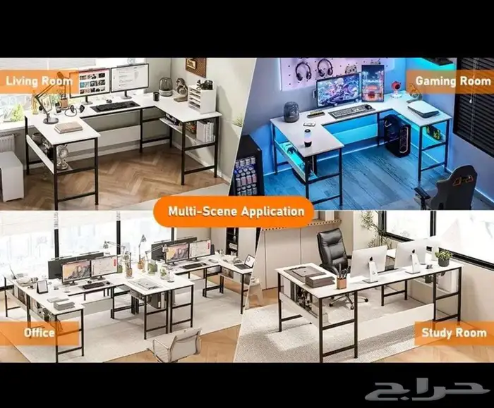 مكتبه طاولة مكتب كبير على حرف U مقاسات 180 100 75 6