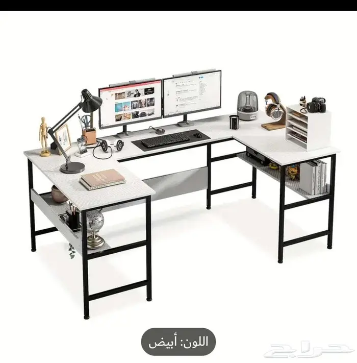 مكتبه طاولة مكتب كبير على حرف U مقاسات 180 100 75 0