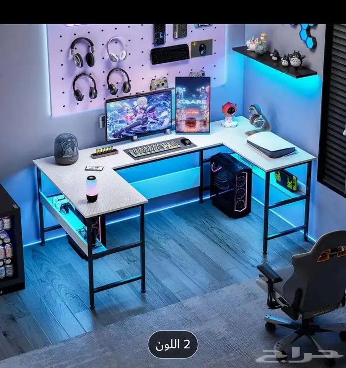 مكتبه طاولة مكتب كبير على حرف U مقاسات 180 100 75 5