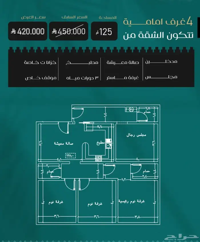 شقق حي النزهة بانواعها غرفتين ثلاث وأربع وخمس وملاحق 5